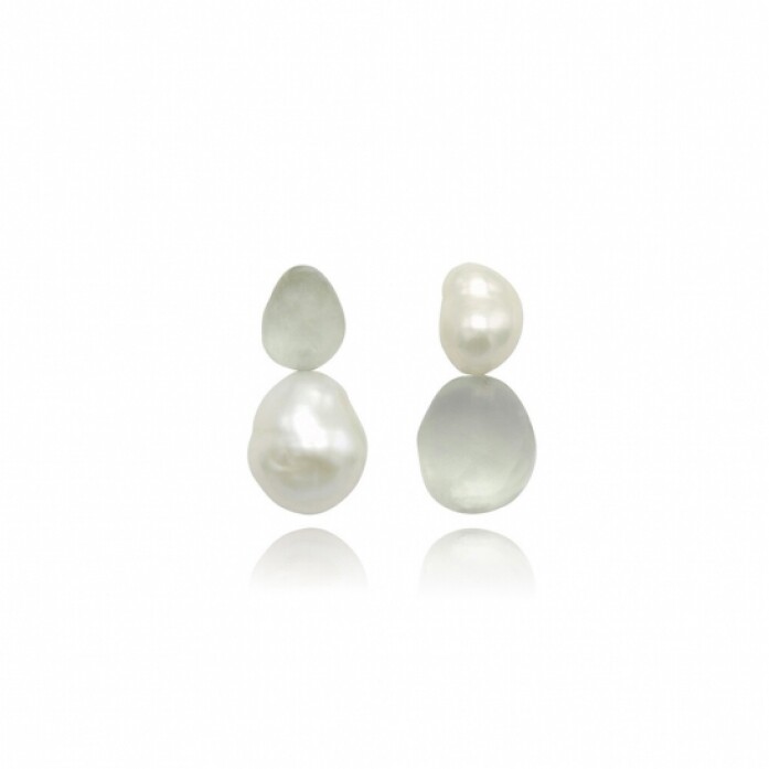 유아네이비 Irregular Pearl Stone Earring URNAVY