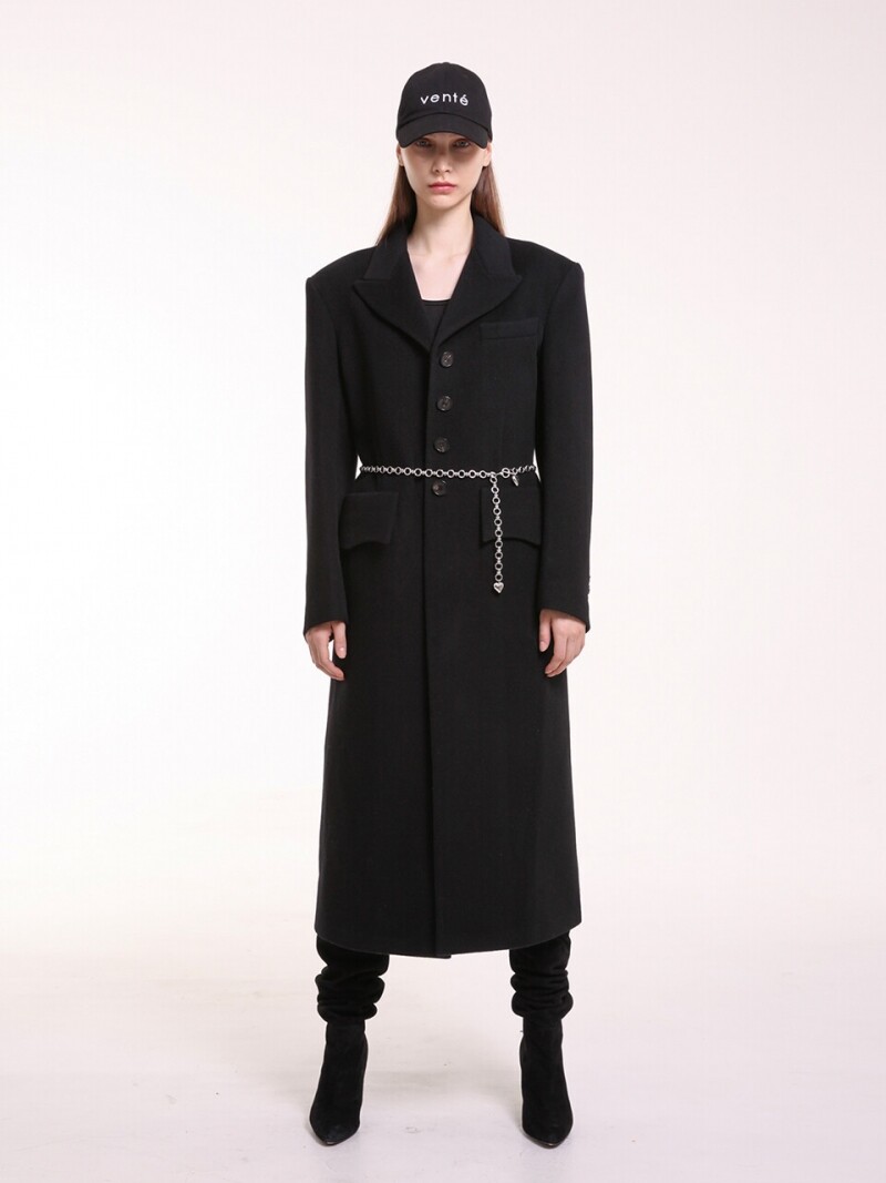 방떼 Wool-cashmere long coat in black vente