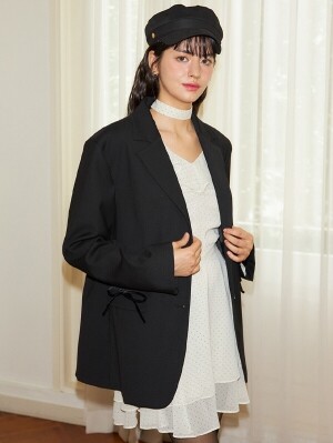 살롱드욘 Ribbon Oversized Jacket_Black SALON DE YOHN